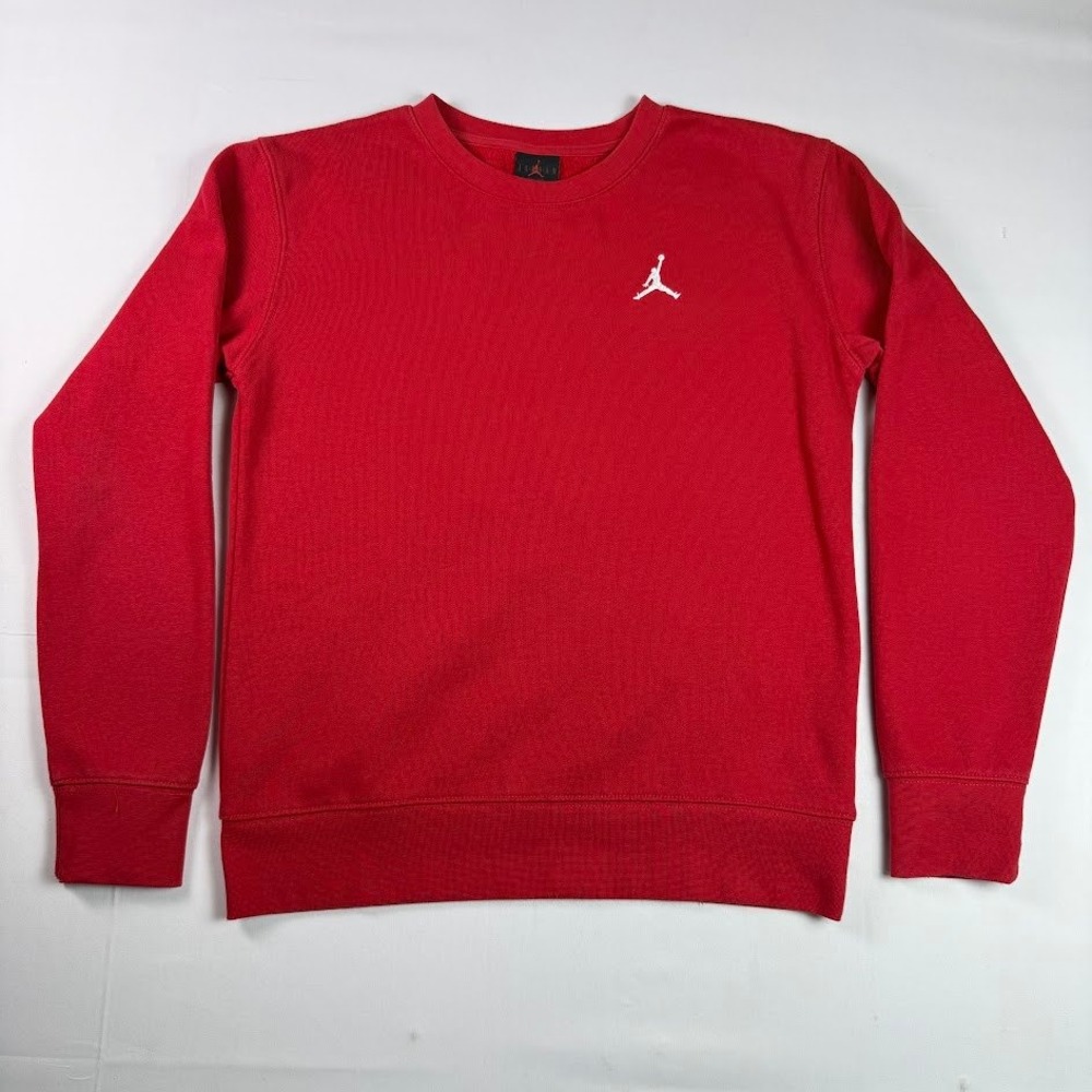 Jordan Red Crewneck Sweatshirt Jumpman Logo Fleece Pullover Kids Large 12-13y